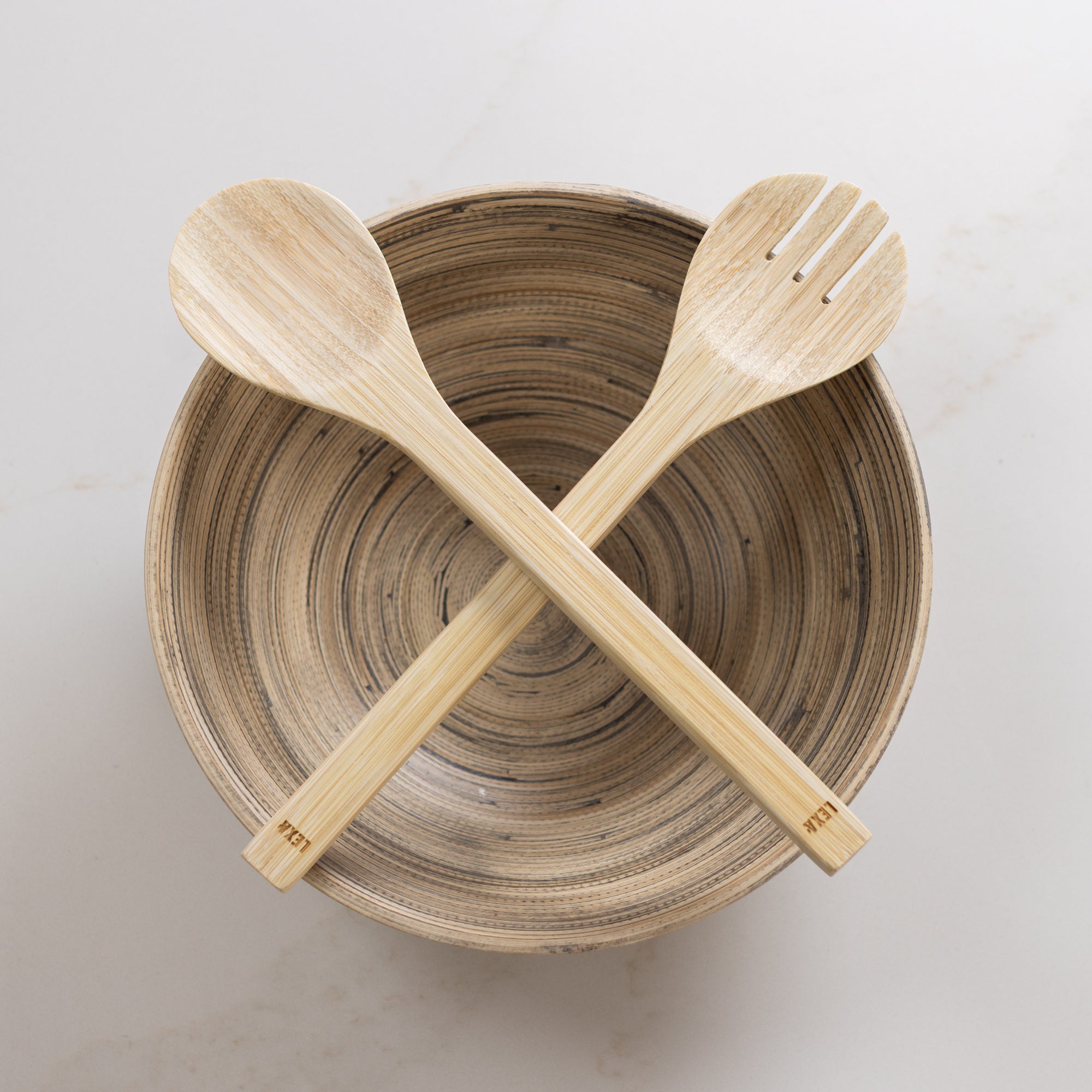 Lexa Bamboo Salad Utensil Set, 12 Inch, Natural Bamboo