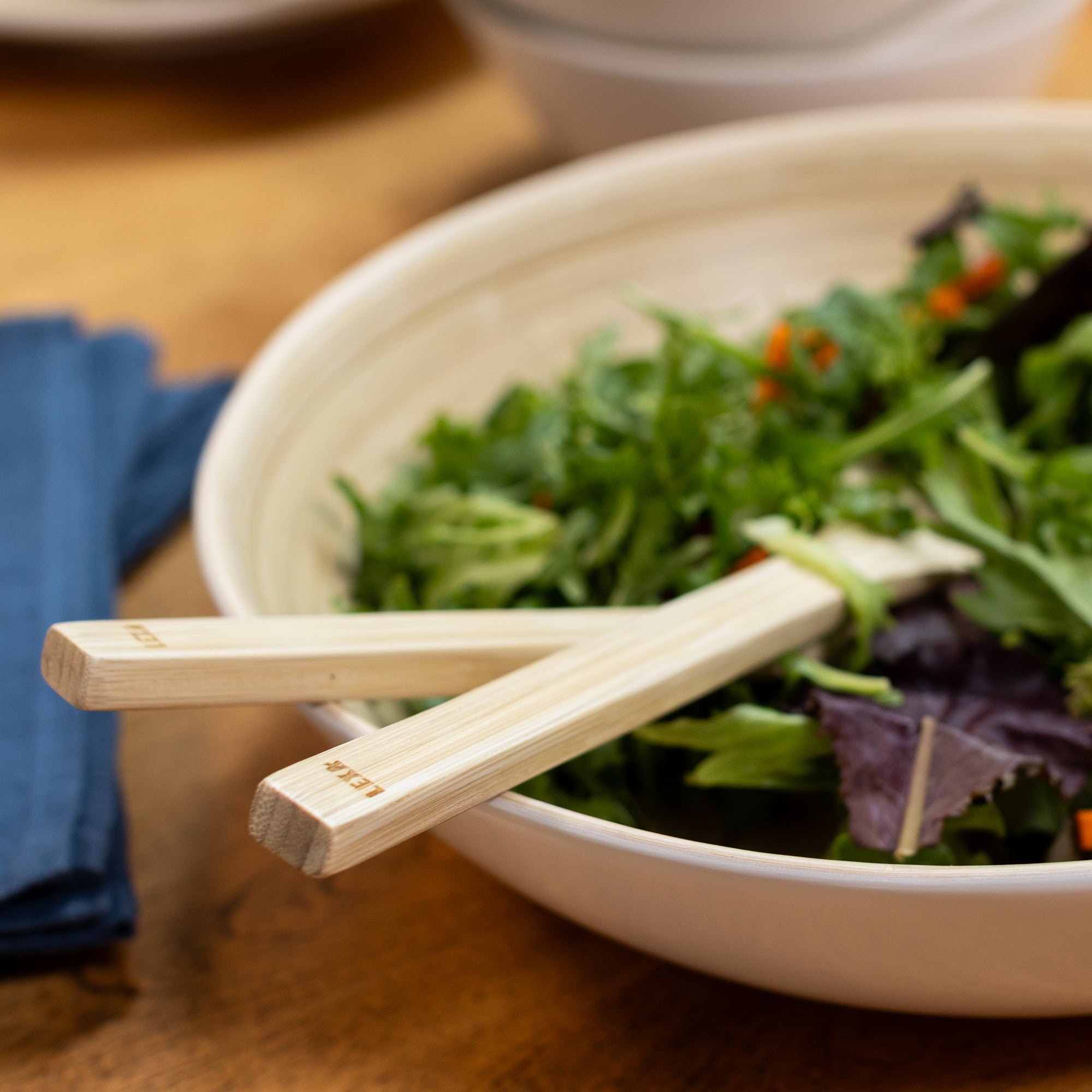 Lexa Bamboo Salad Utensil Set, 12 Inch, Natural Bamboo