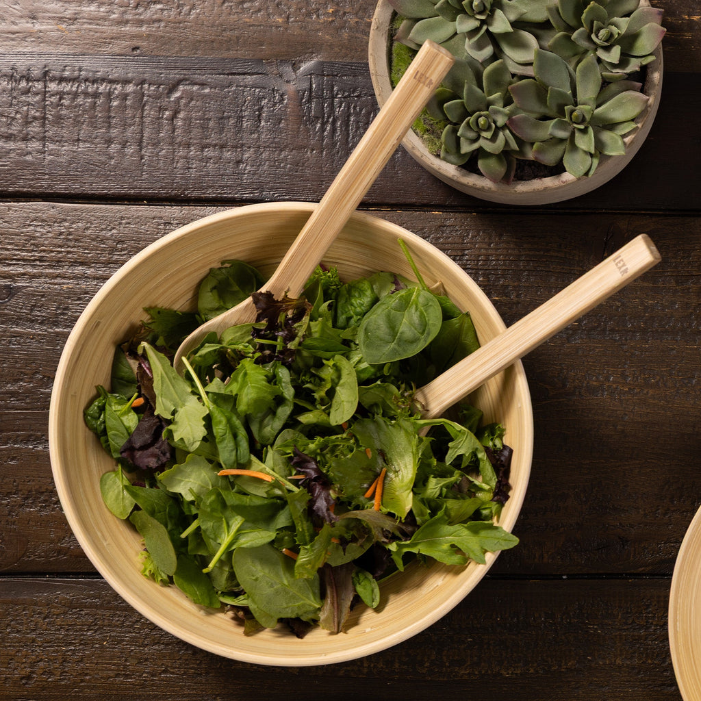 Lexa Bamboo Salad Utensil Set, 12 Inch, Natural Bamboo