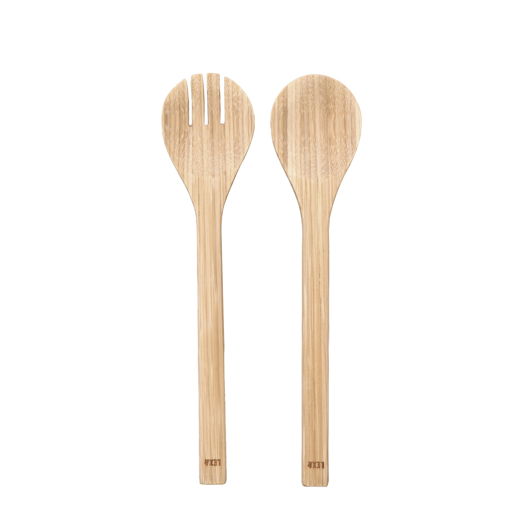 Lexa Bamboo Salad Utensil Set, 12 Inch, Natural Bamboo