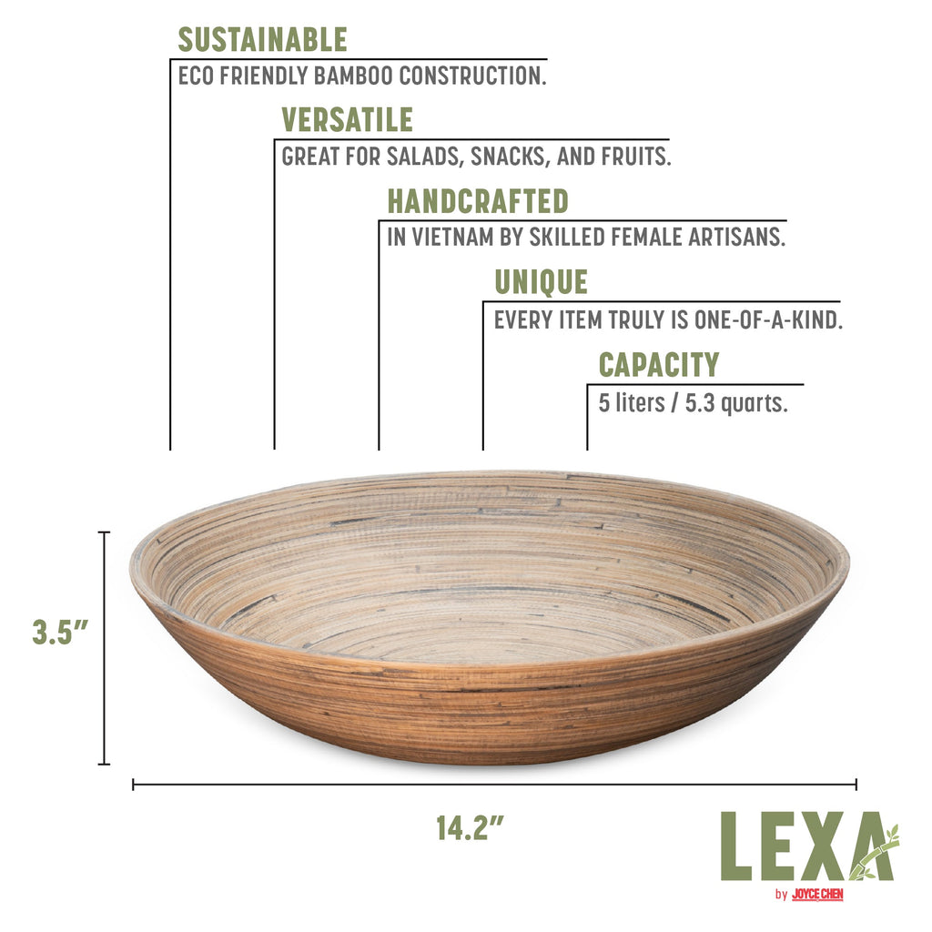 Lexa Bamboo Salad Bowl, 14 Inch