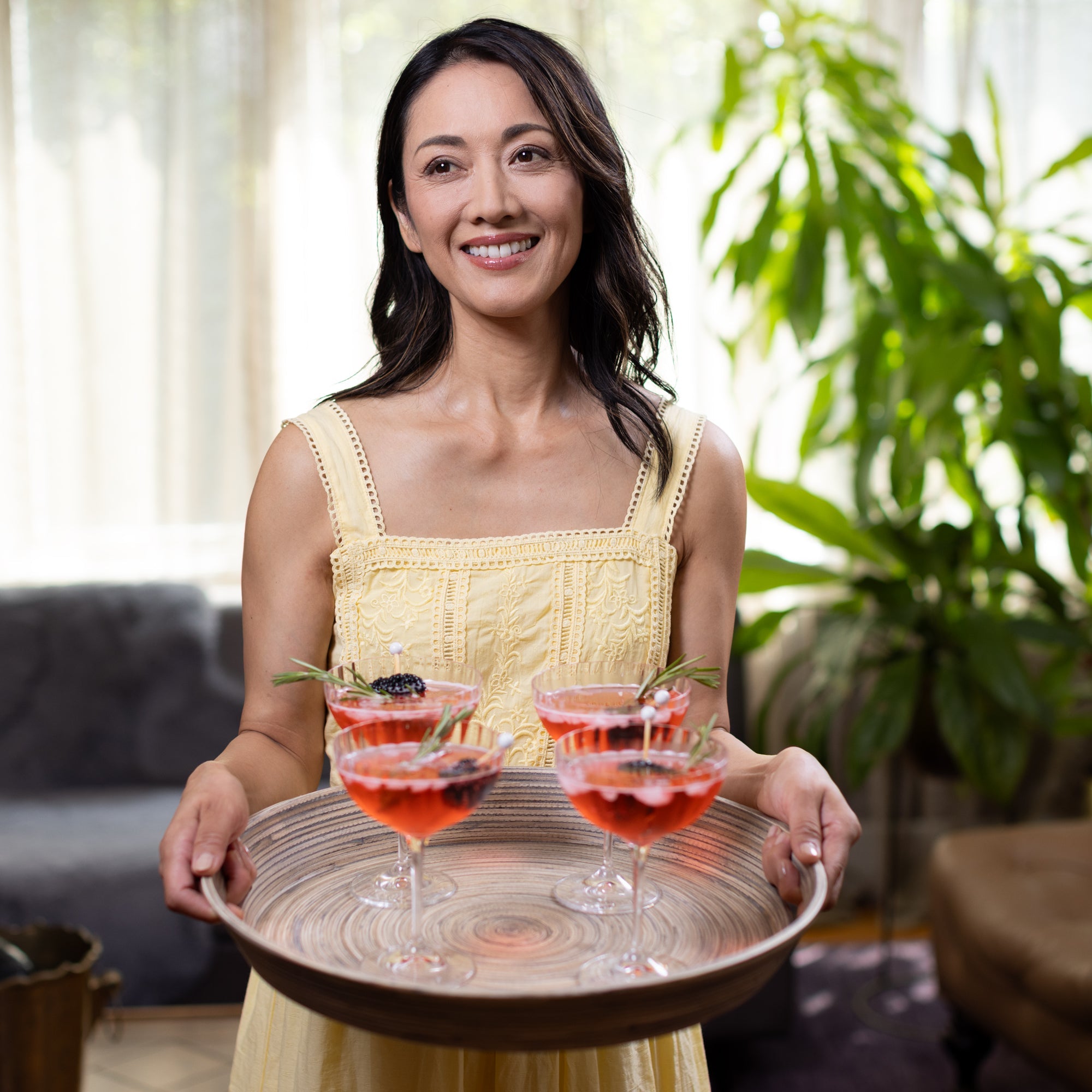 Lexa Bamboo Serving Tray w/ Handles, 16 Inch