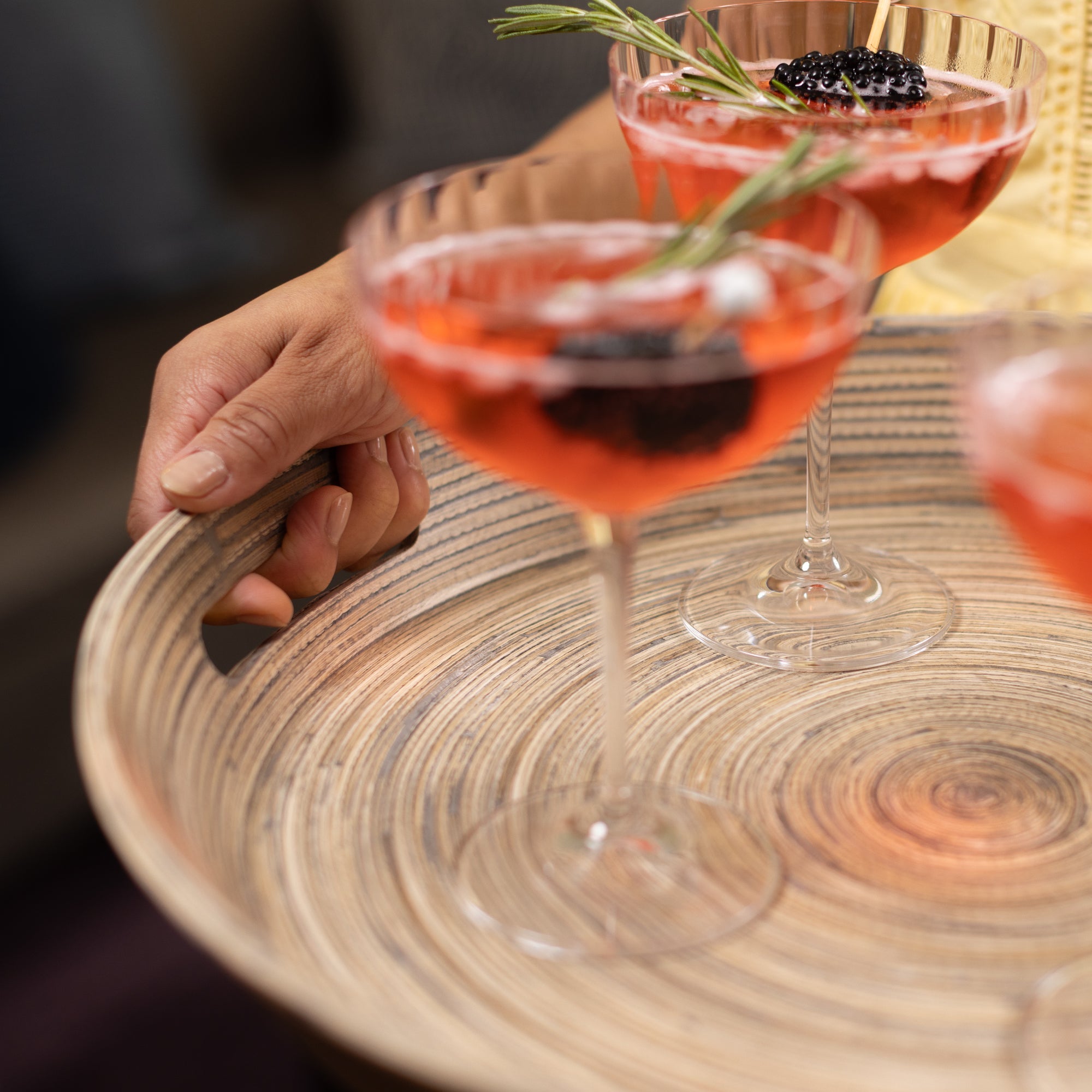 Lexa Bamboo Serving Tray w/ Handles, 16 Inch