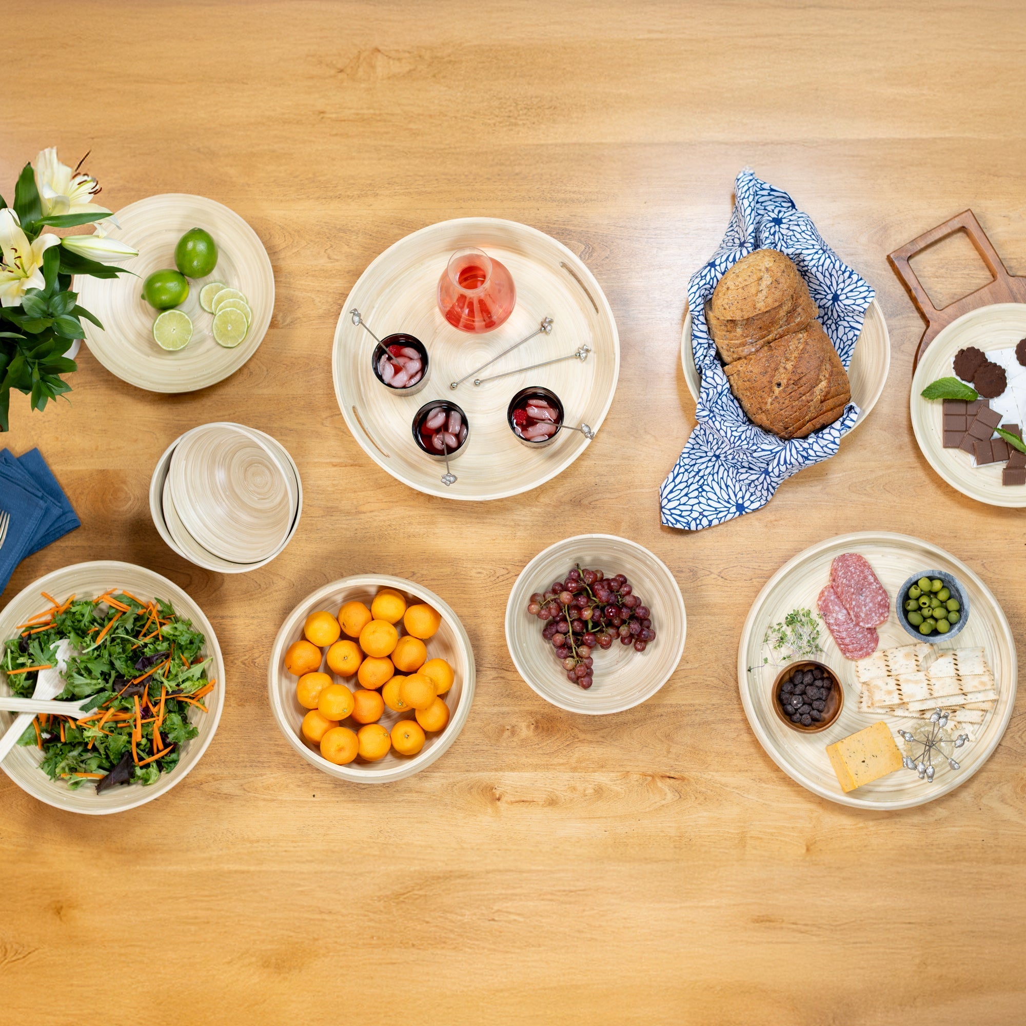 Lexa Bamboo Serving Tray w/ Handles, 16 Inch