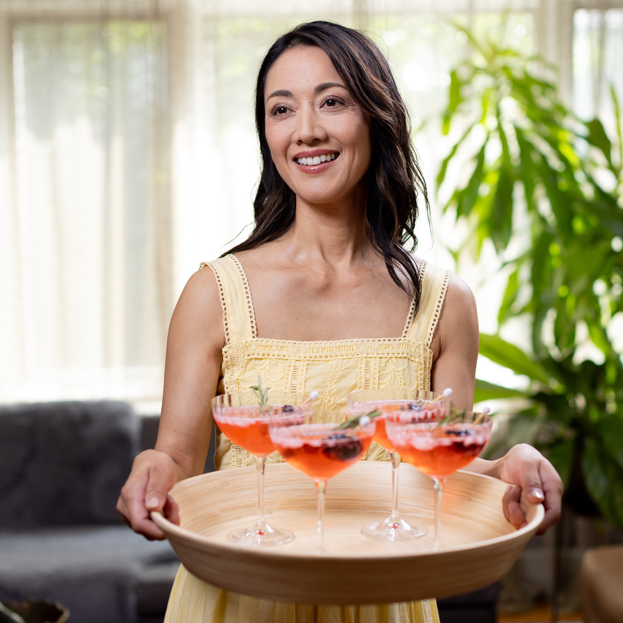 Lexa Bamboo Serving Tray w/ Handles, 16 Inch