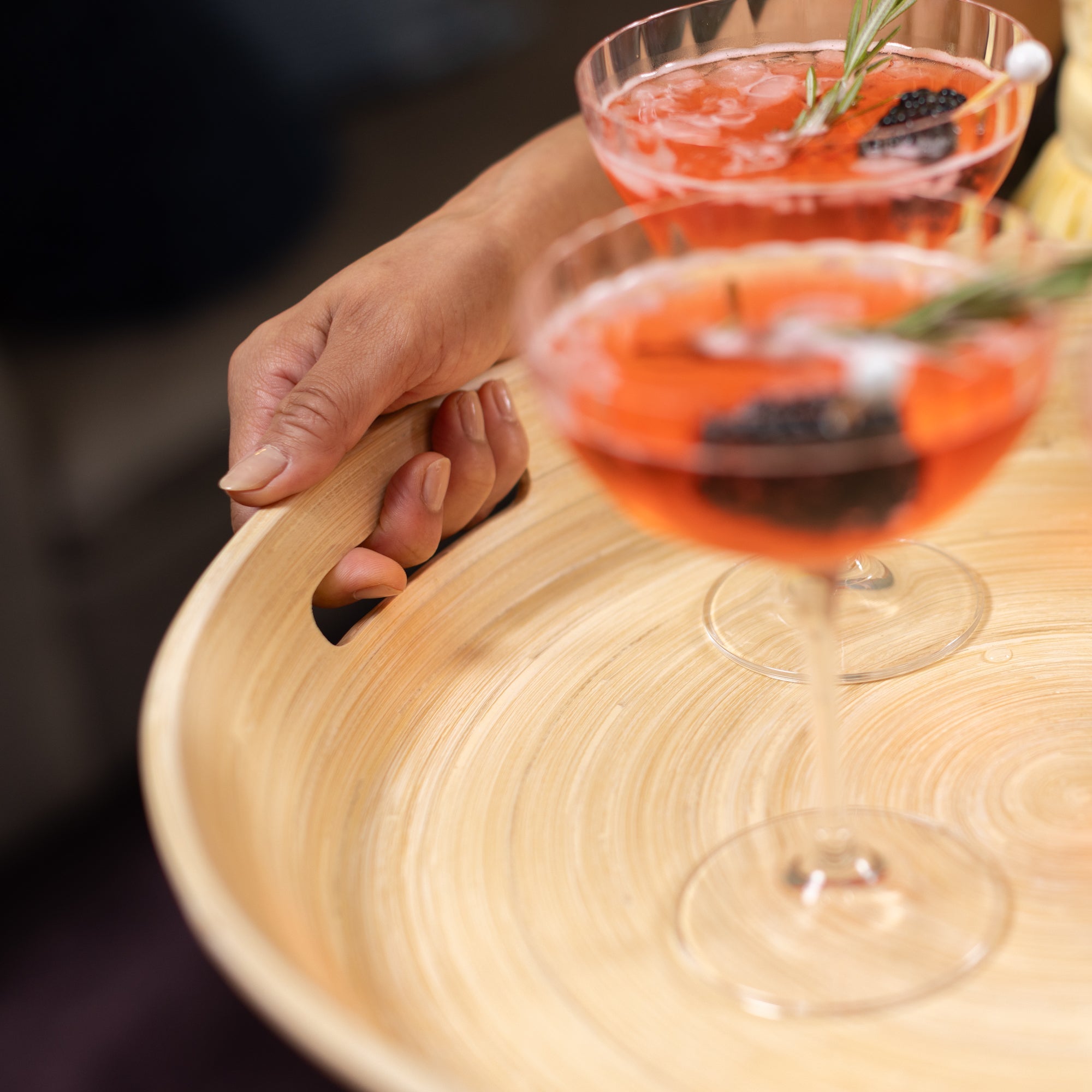 Lexa Bamboo Serving Tray w/ Handles, 16 Inch