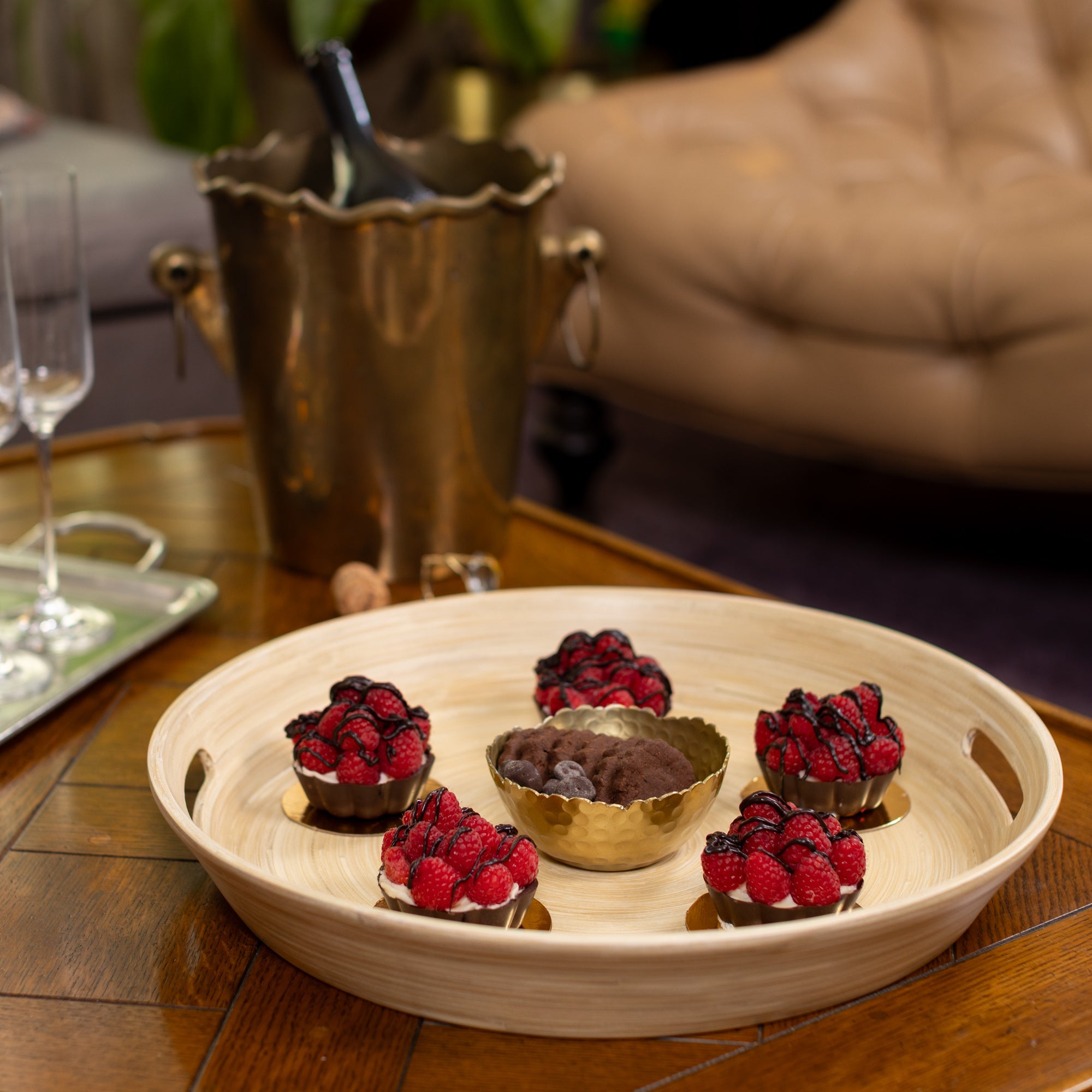 Lexa Bamboo Serving Tray w/ Handles, 16 Inch