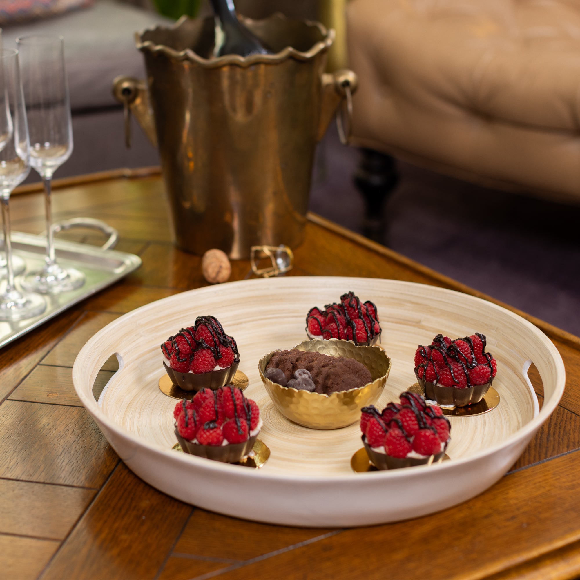 Lexa Bamboo Serving Tray w/ Handles, 16 Inch