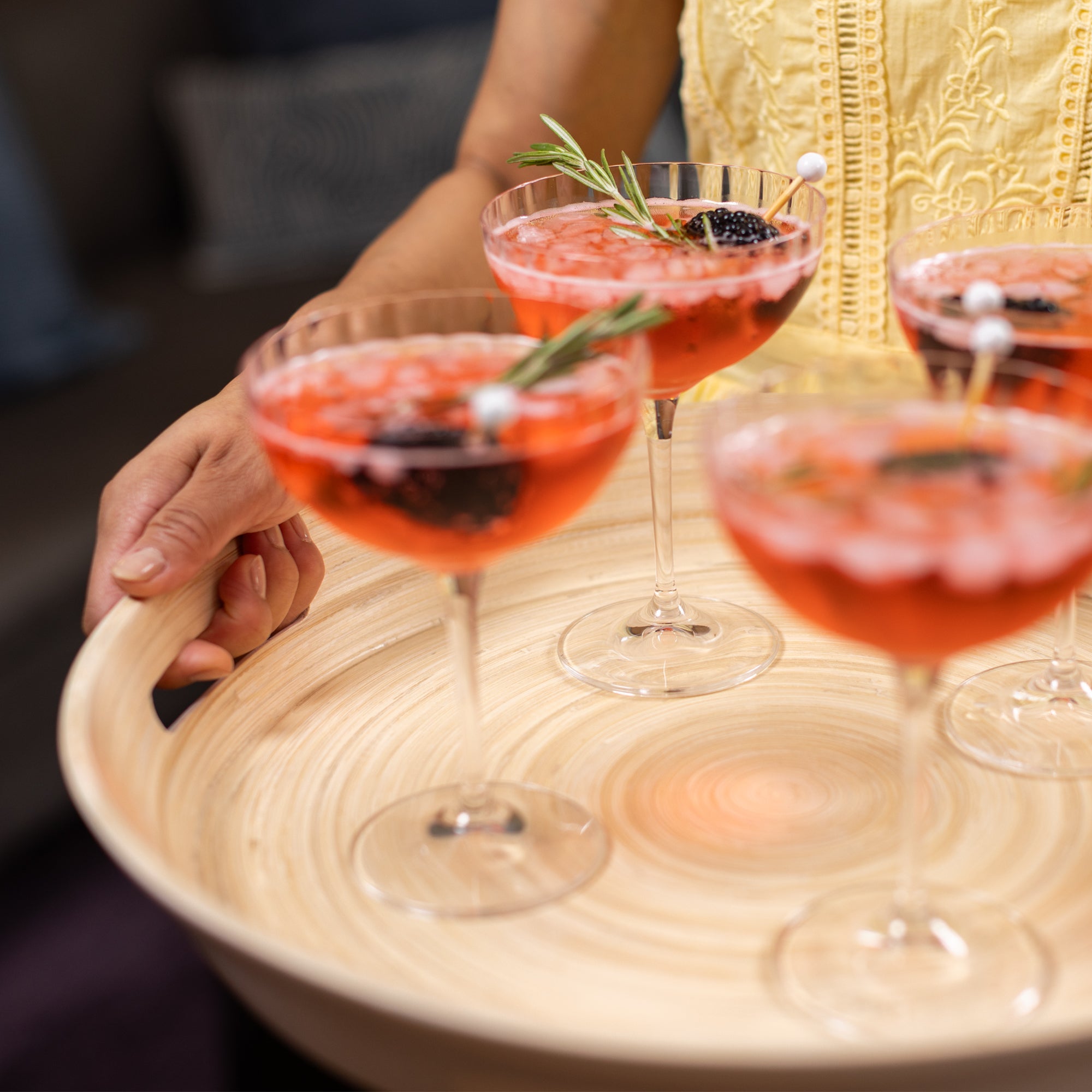 Lexa Bamboo Serving Tray w/ Handles, 16 Inch