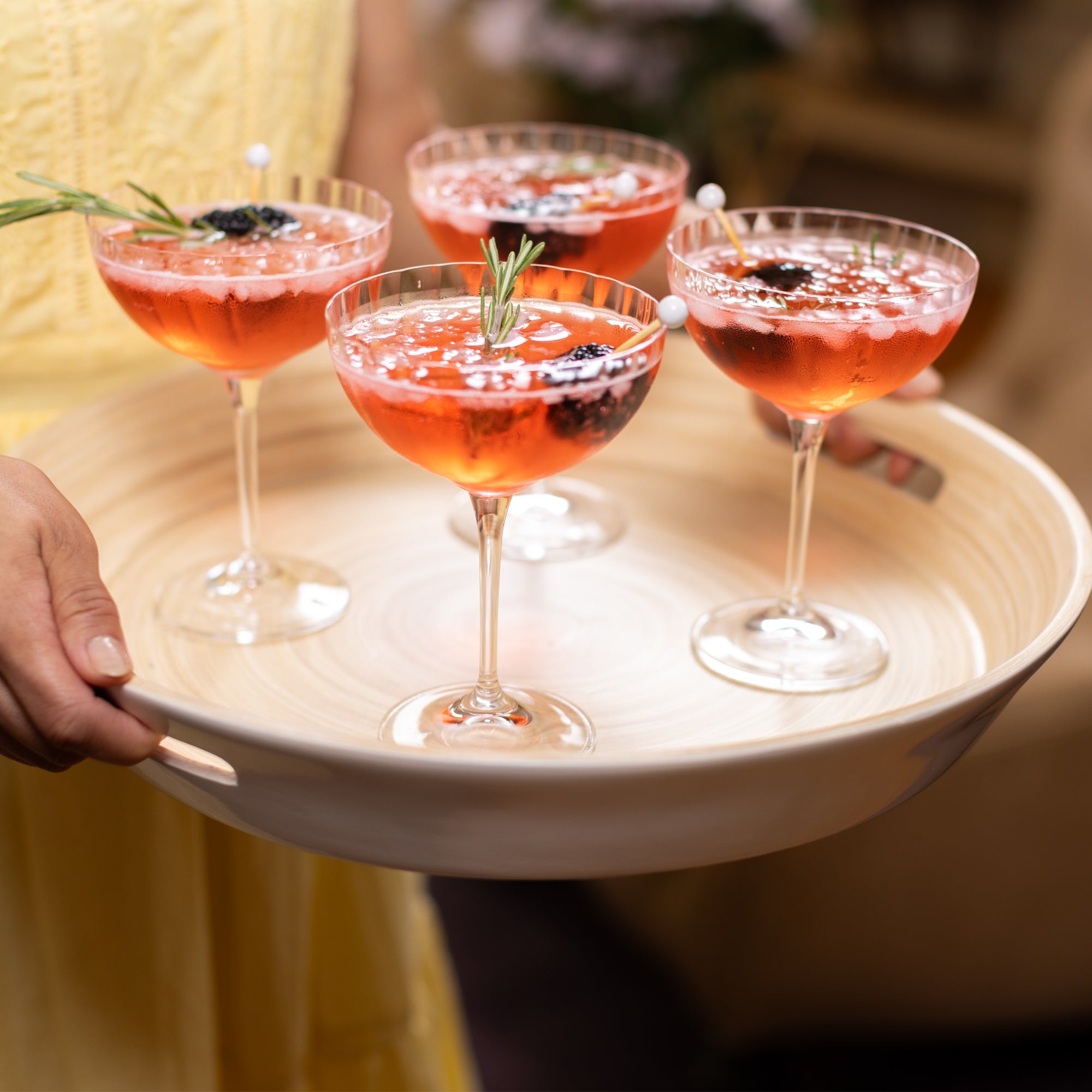 Lexa Bamboo Serving Tray w/ Handles, 16 Inch