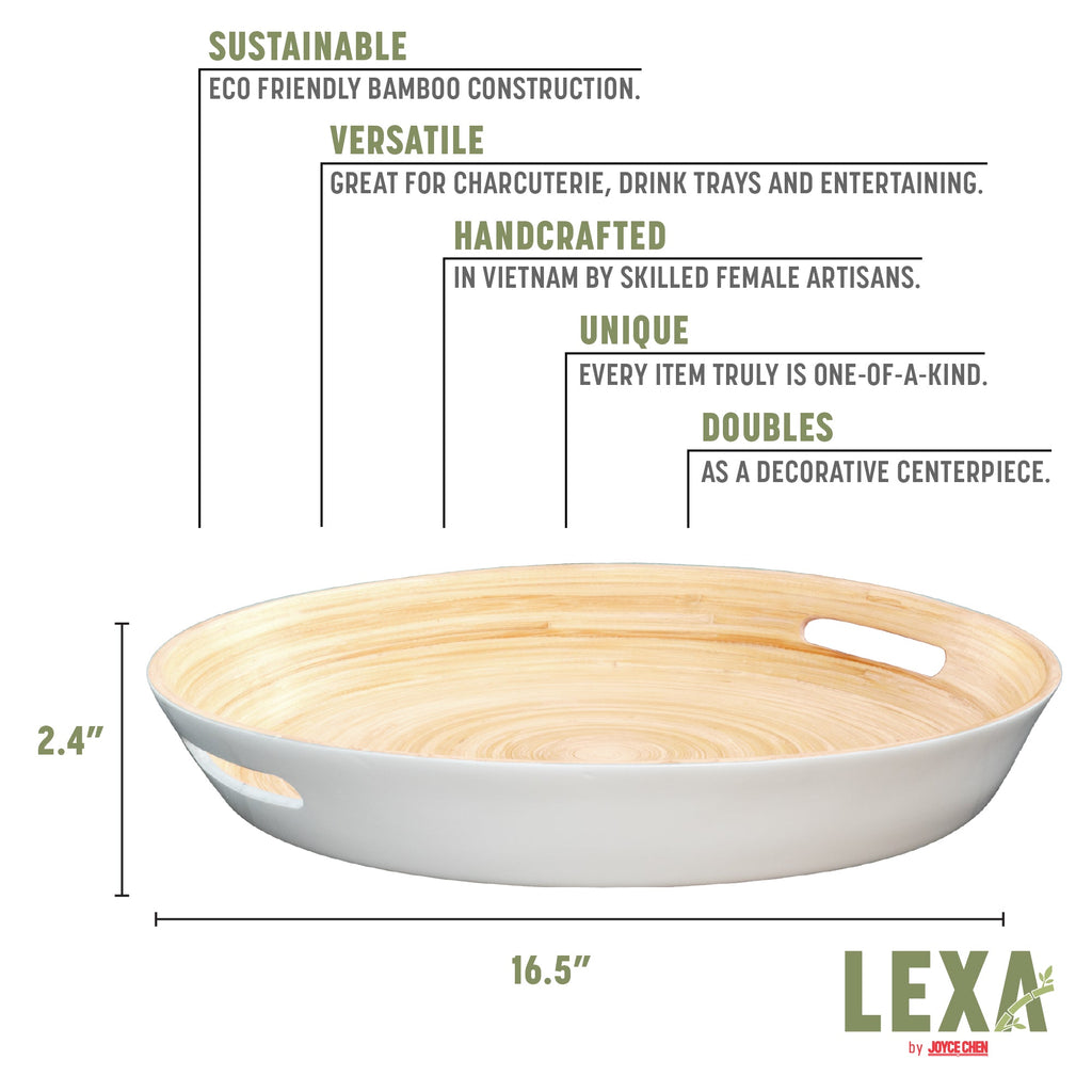 Lexa Bamboo Serving Tray w/ Handles, 16 Inch