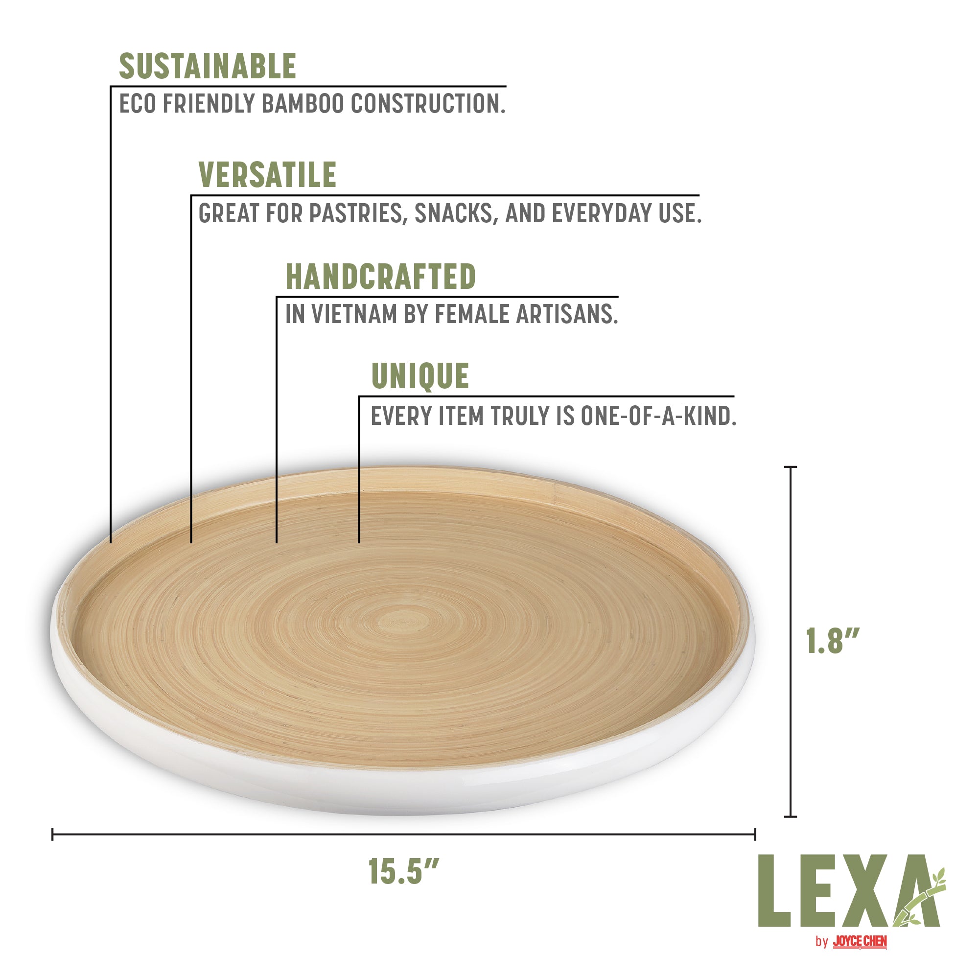 Lexa Bamboo Serving Tray, 16 Inch