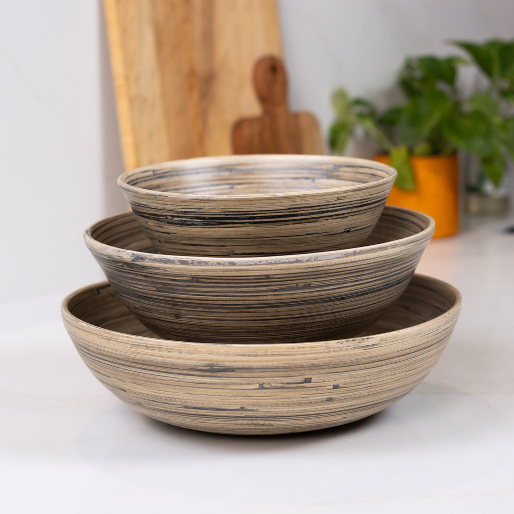 Lexa Bamboo 3-Piece Bowl Set, 12, 10, 8 Inch