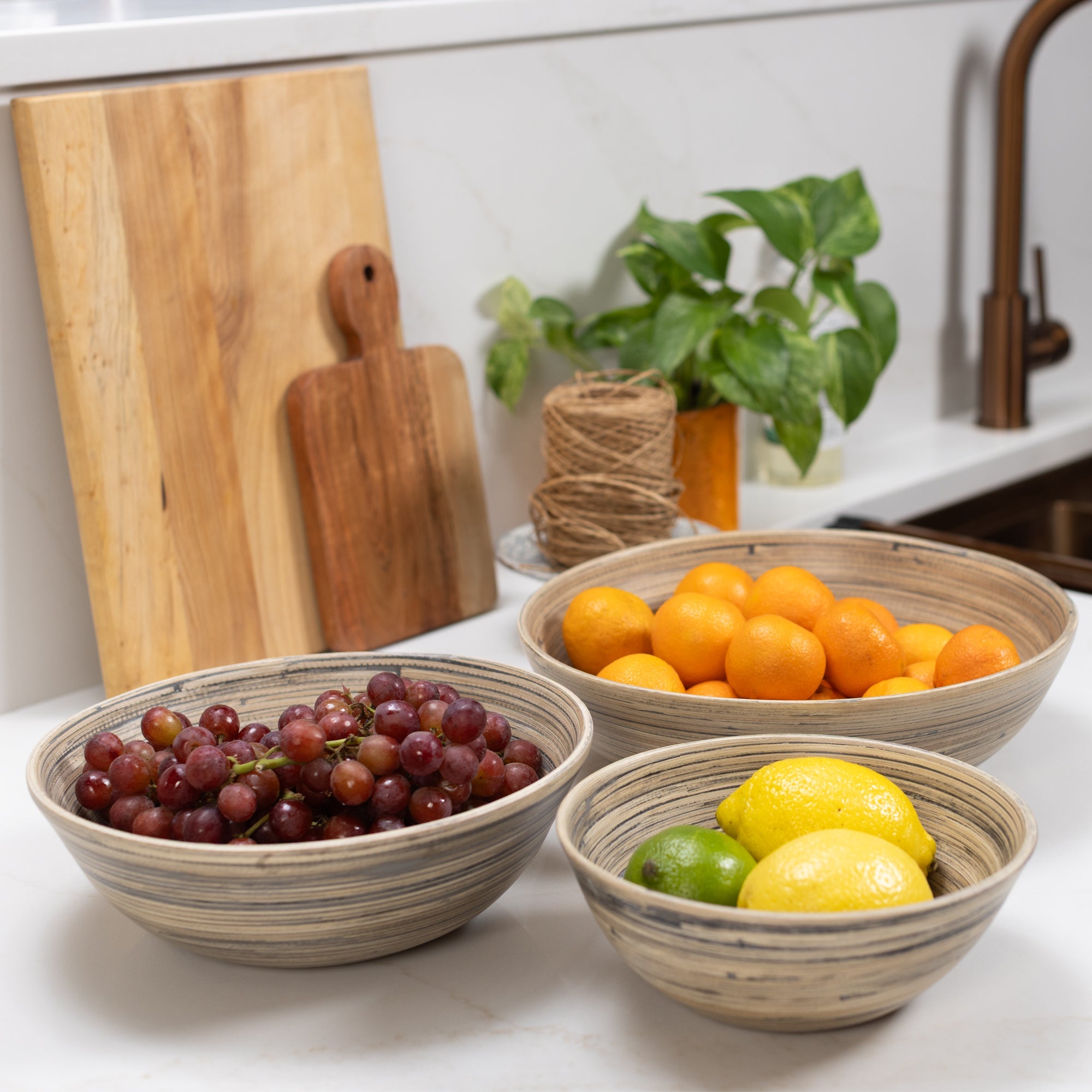 Lexa Bamboo 3-Piece Bowl Set, 12, 10, 8 Inch