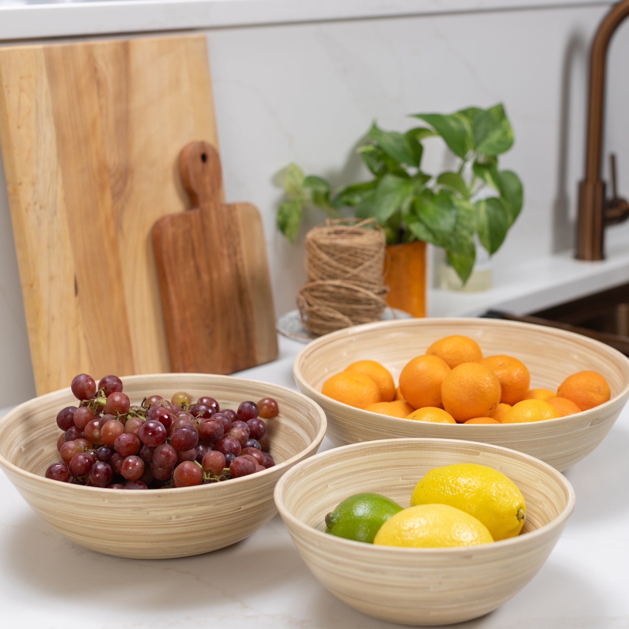 Lexa Bamboo 3-Piece Bowl Set, 12, 10, 8 Inch