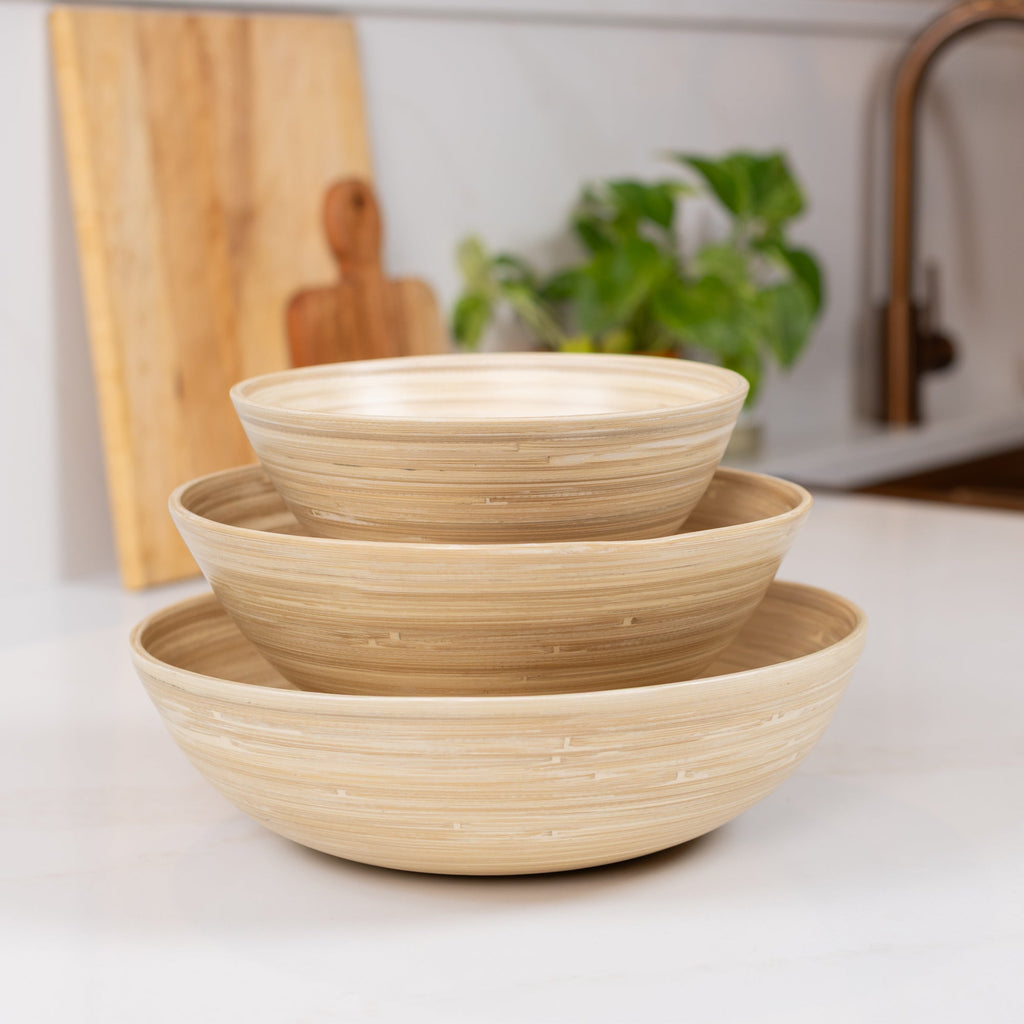 Lexa Bamboo 3-Piece Bowl Set, 12, 10, 8 Inch