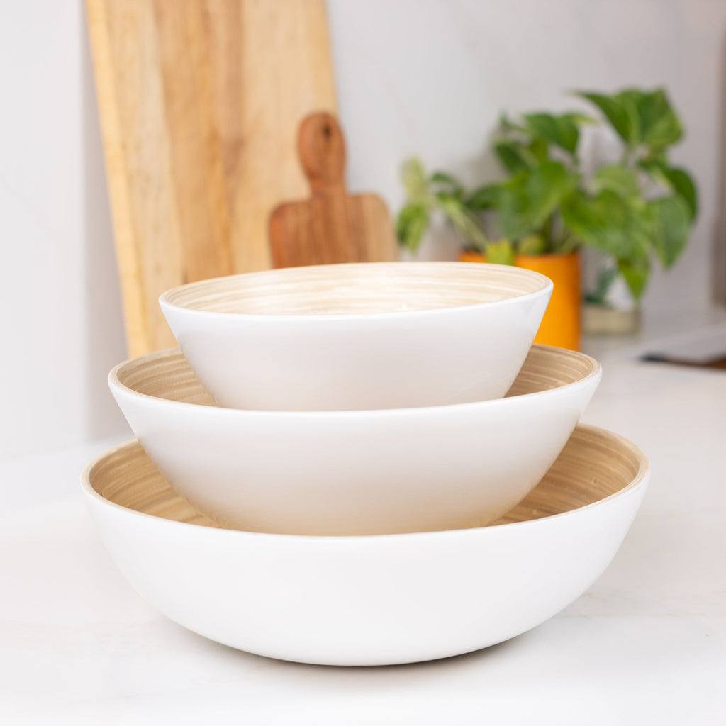 Lexa Bamboo 3-Piece Bowl Set, 12, 10, 8 Inch
