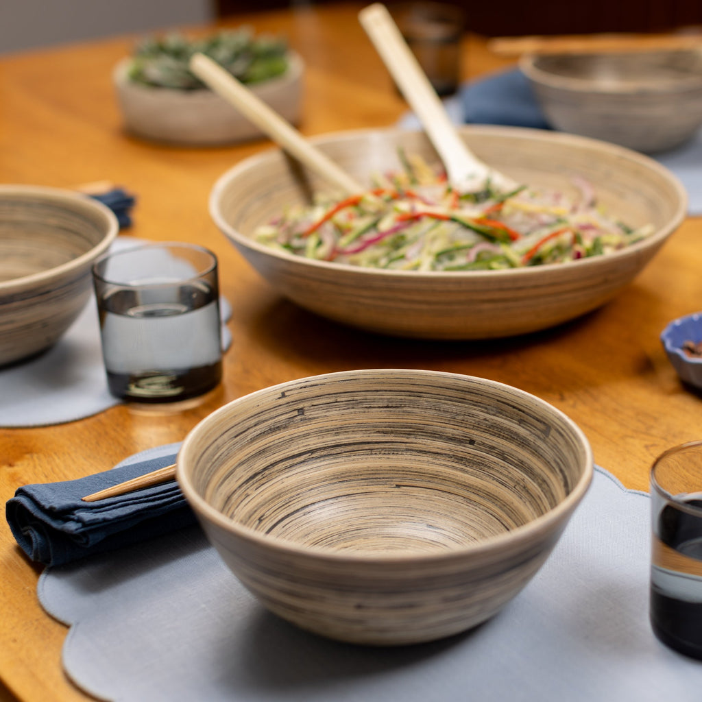 Lexa Bamboo Salad Bowl Set, 8 Inch