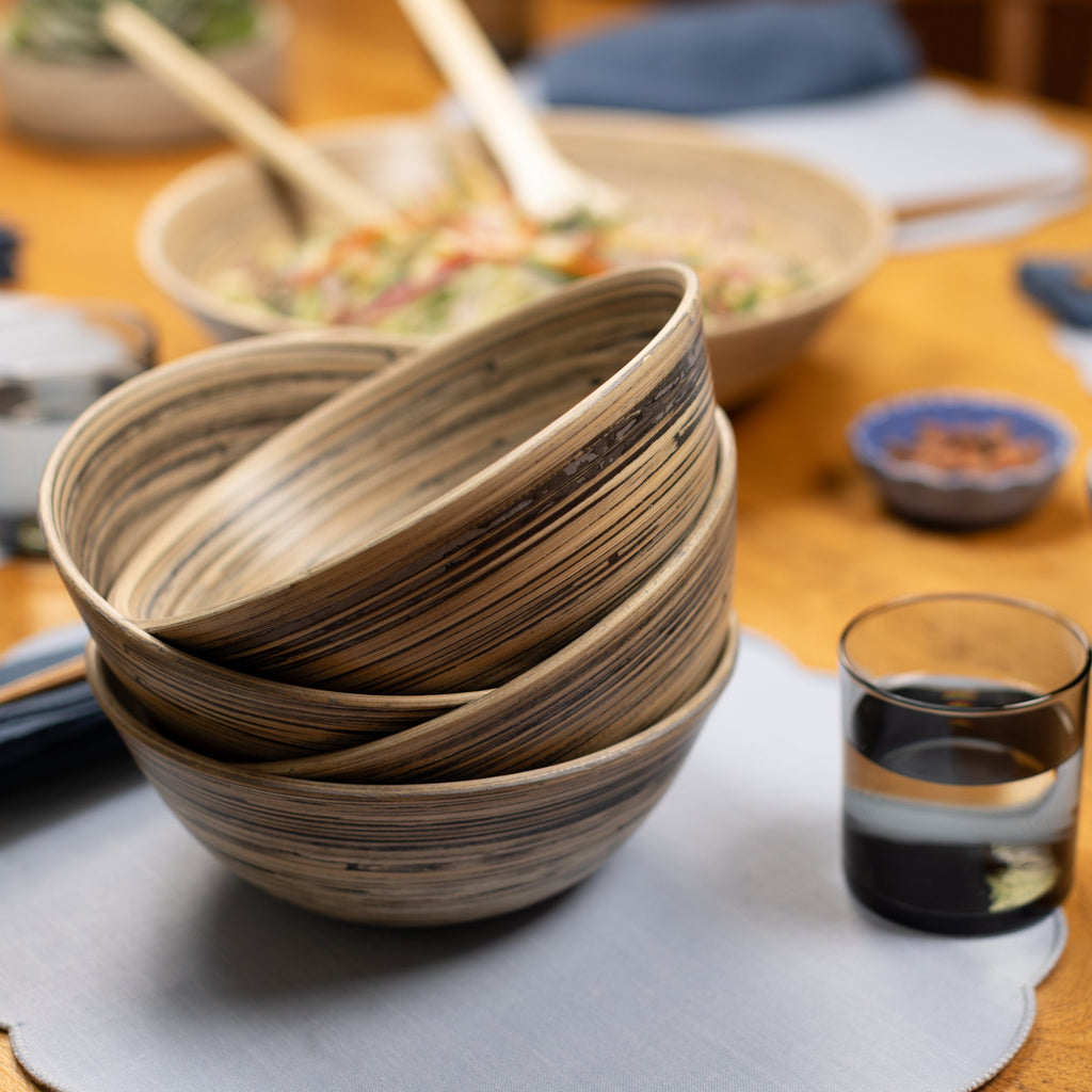 Lexa Bamboo Salad Bowl Set, 8 Inch