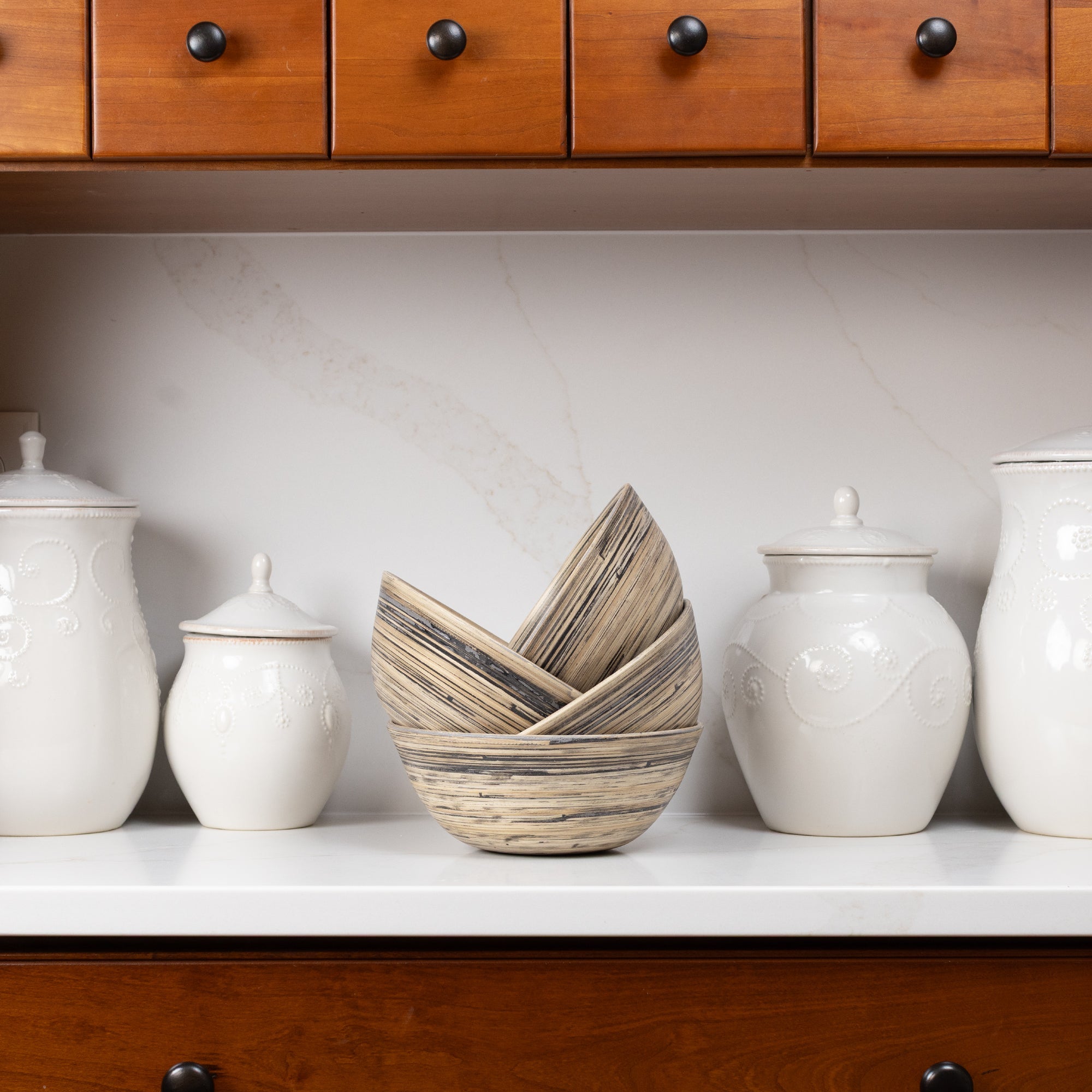 Lexa Bamboo Salad Bowl Set, 8 Inch