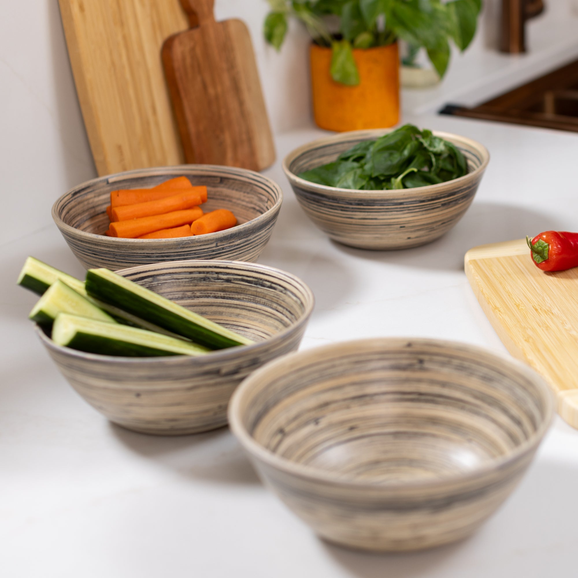 Lexa Bamboo Salad Bowl Set, 8 Inch
