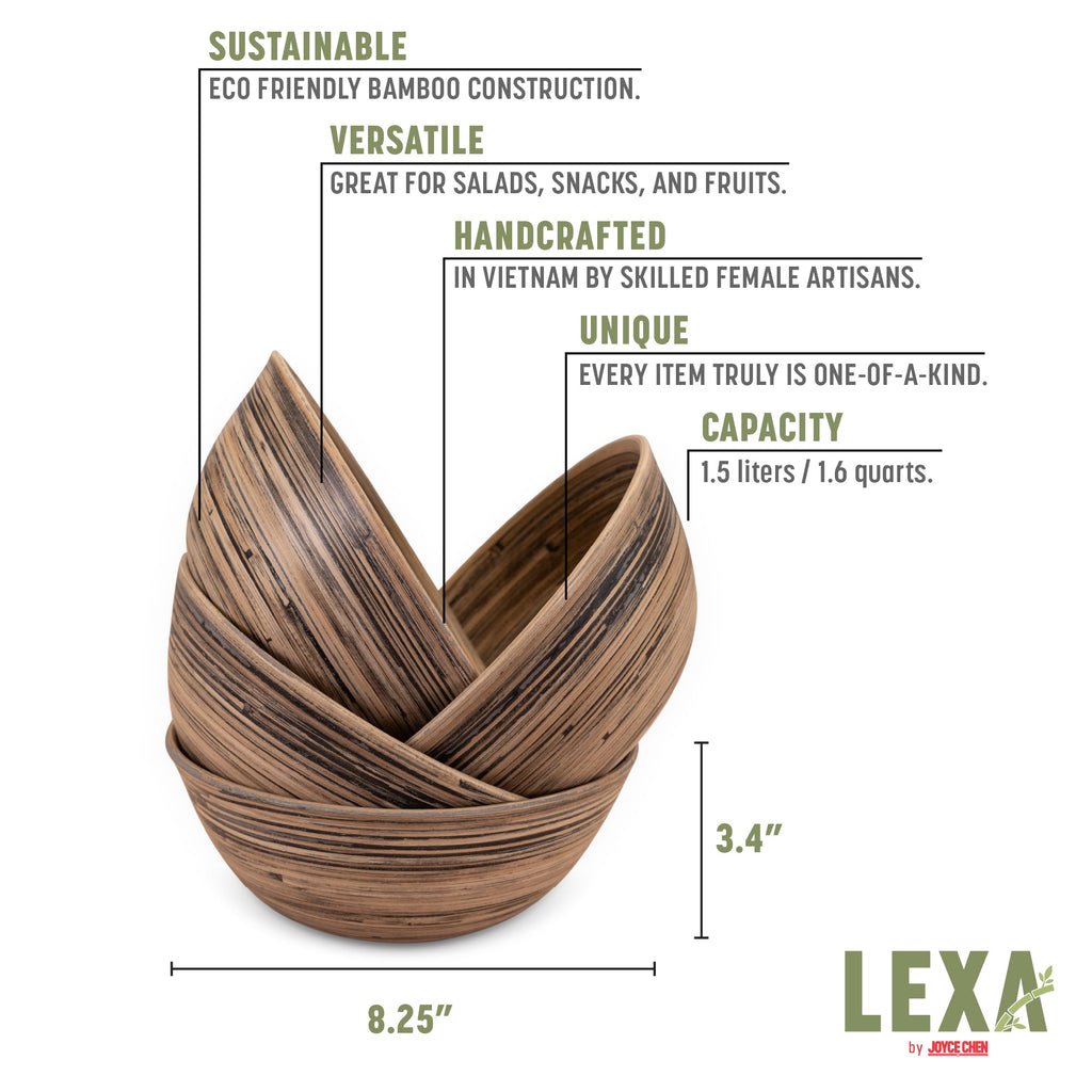 Lexa Bamboo Salad Bowl Set, 8 Inch