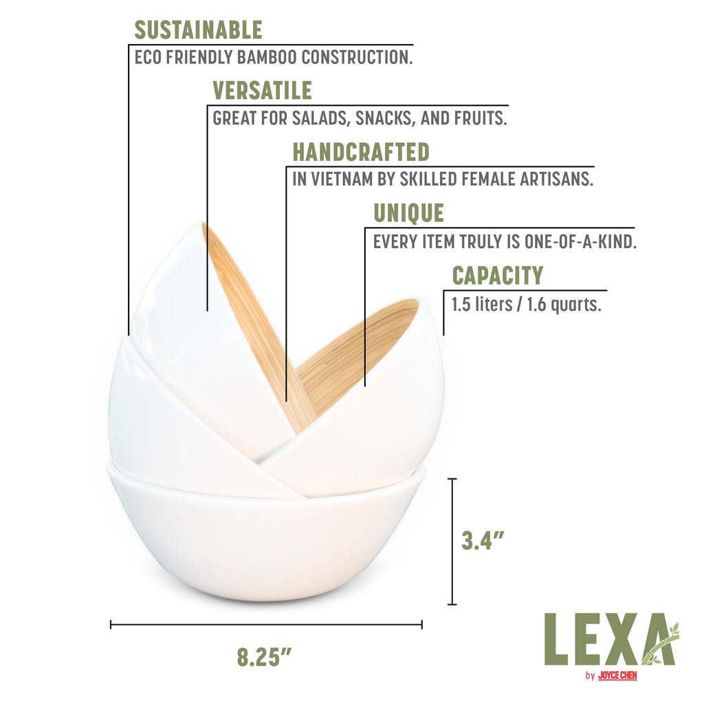 Lexa Bamboo Salad Bowl Set, 8 Inch